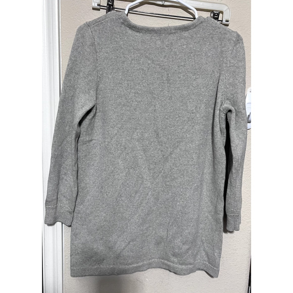 J. Crew Gray Stretch Merino Wool V-Neck Tunic Sweater Size M Soft Pockets Long - Picture 5 of 6